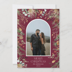 Kerstmis 1 waterverf botanische flora feestdagenkaart