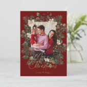 Kerstmis 1 waterverf botanische flora feestdagenkaart (Staand voorkant)