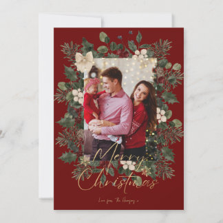 Kerstmis 1 waterverf botanische flora feestdagenkaart