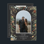 Kerstmis 1 waterverf botanische flora feestdagenkaart<br><div class="desc">Droom Kerstmis moderne elegante waterverf droegen botanische florale gedempte kleuren op vakantieboog 1 foto kerstfeest briefkaart.</div>