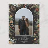 Kerstmis 1 waterverf botanische flora feestdagenkaart (Voorkant)