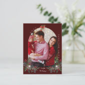 Kerstmis 1 waterverf botanische flora feestdagenkaart (Staand voorkant)