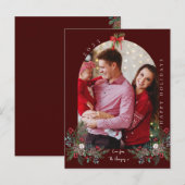 Kerstmis 1 waterverf botanische flora feestdagenkaart (Voorkant / Achterkant)