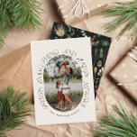 Kerstmis 1 waterverf botanische flora feestdagenkaart<br><div class="desc">Mery Christmas modern elegant waterverf gedroogde botanische bloemen gedempte kleuren vakantieboog 1 foto kerstkaart.r</div>