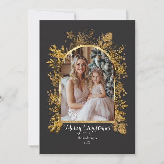 Kerstmis 1 waterverf botanische flora feestdagenkaart (Voorkant)