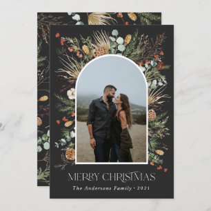 Kerstmis 1 waterverf botanische flora feestdagenkaart