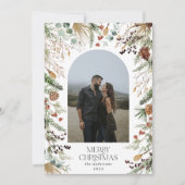 Kerstmis 1 waterverf botanische flora feestdagenkaart (Voorkant)