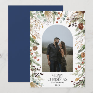 Kerstmis 1 waterverf botanische flora feestdagenkaart