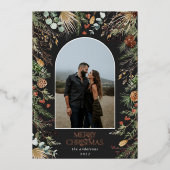 Kerstmis 1 waterverf botanische flora folie feestdagenkaart (Voorkant)