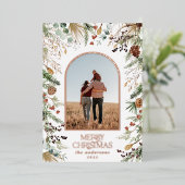 Kerstmis 1 waterverf botanische flora folie feestdagenkaart (Staand Voorkant)