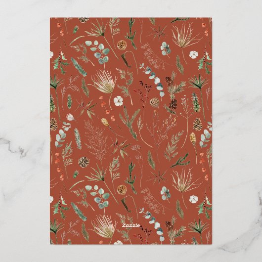 Kerstmis 1 waterverf botanische flora folie feestdagenkaart (Achterkant)