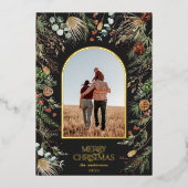 Kerstmis 1 waterverf botanische flora folie feestdagenkaart (Voorkant)