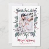 Kerstmis 1 waterverf katoenbloem winter feestdagenkaart (Voorkant)