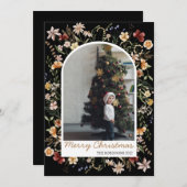 Kerstmis 1 Waterverf van de Fotoboog Botanische Fl Feestdagenkaart (Voorkant / Achterkant)