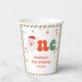 Kerstmis 1e verjaardag jongen papieren bekers (Achterkant)