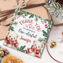 Kerstmis 1e verjaardag Winter Dank u voor uw gunst Bedankjes Labels