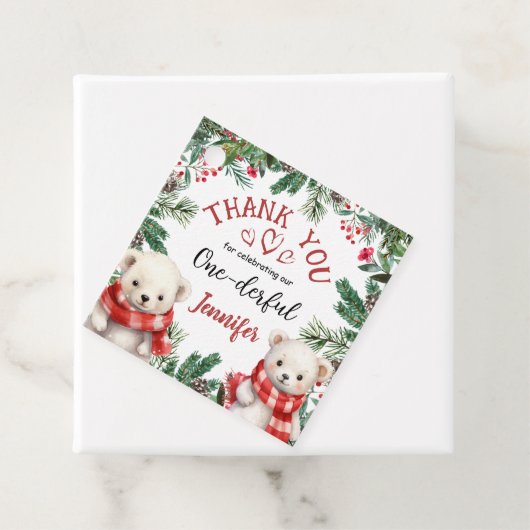 Kerstmis 1e verjaardag Winter Dank u voor uw gunst Bedankjes Labels (In situ)