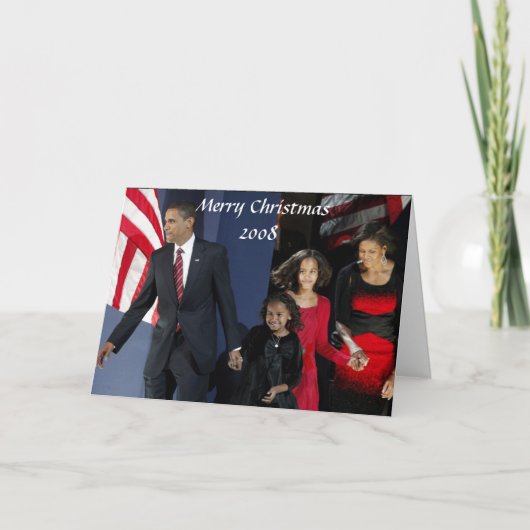 Kerstmis 2008 van de Familie van Obama van het Feestdagen Kaart (Voorkant)