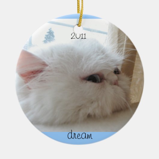 Kerstmis 2011 Dream met Kat Keramisch Ornament (Voorkant)