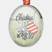 Kerstmis 2011 Label van snoepriet Metalen Ornament (Links)