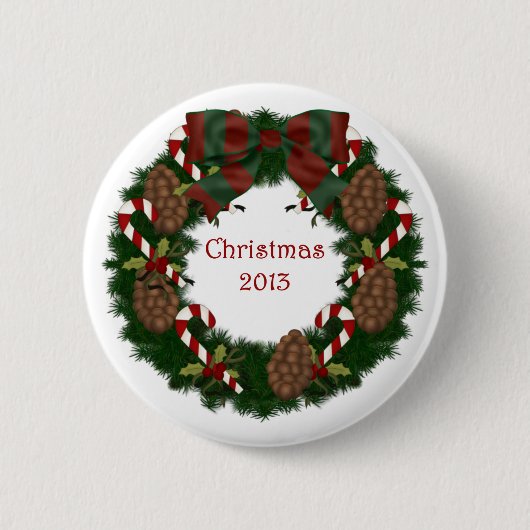 Kerstmis 2013 Pijntoon met tekst Ronde Button 5,7 Cm (Voorkant)