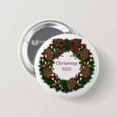 Kerstmis 2013 Pijntoon met tekst Ronde Button 5,7 Cm (Voorkant /achterkant)