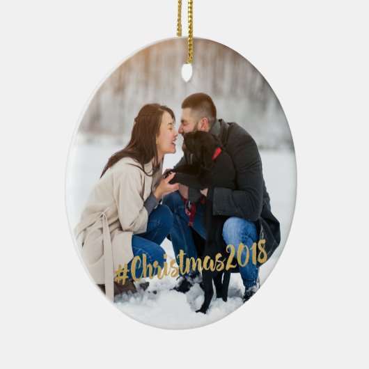 #Kerstmis 2018 Fotoversiering Keramisch Ornament (Rechts)