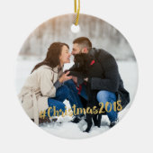 #Kerstmis 2018 Fotoversiering Keramisch Ornament (Voorkant)