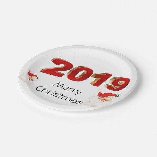 Kerstmis 2019 Vrolijk kerstfeest Papieren Bordje (Gekanteld)