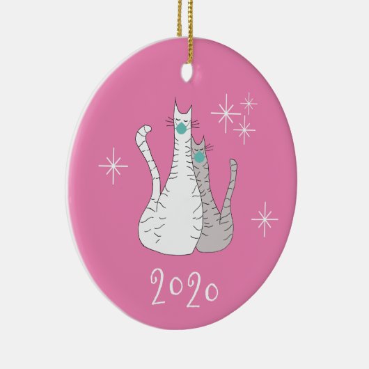 Kerstmis 2020 Gezichtsmaskers Keramisch Ornament (Rechts)