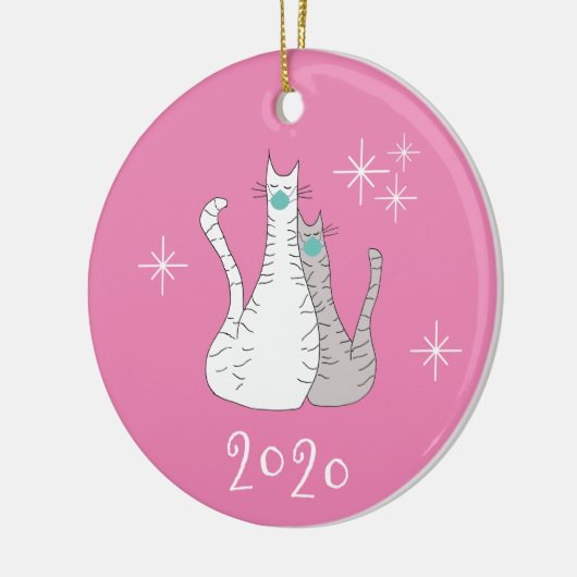 Kerstmis 2020 Gezichtsmaskers Keramisch Ornament (Links)