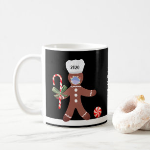Kerstmis 2020 Gingerbrood Man in Face Mask Koffiemok