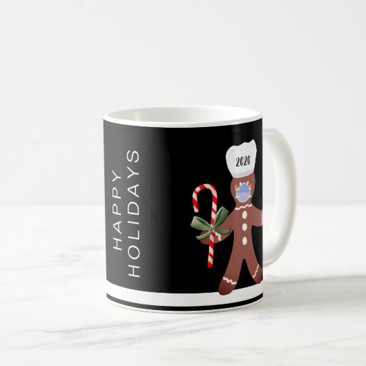 Kerstmis 2020 Gingerbrood Man in Face Mask Koffiemok (Voorkant rechts)