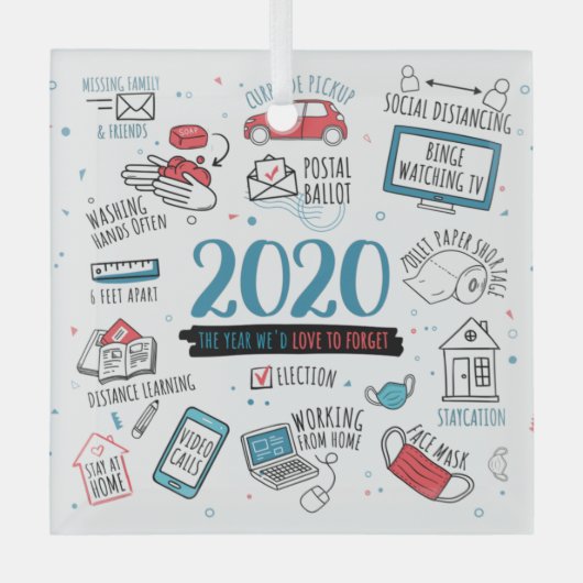 Kerstmis 2020 Herdenking pandemie Glas Ornament (Voorkant)