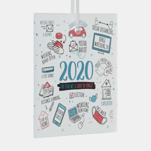 Kerstmis 2020 Herdenking pandemie Glas Ornament (Voorkant Rechts)