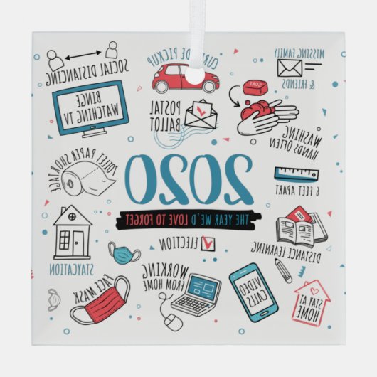 Kerstmis 2020 Herdenking pandemie Glas Ornament (Achterkant)