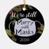Kerstmis 2020 is nog steeds vrolijk met maskers keramisch ornament (Voorkant)