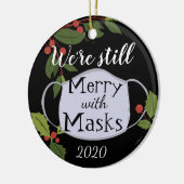 Kerstmis 2020 is nog steeds vrolijk met maskers keramisch ornament (Links)