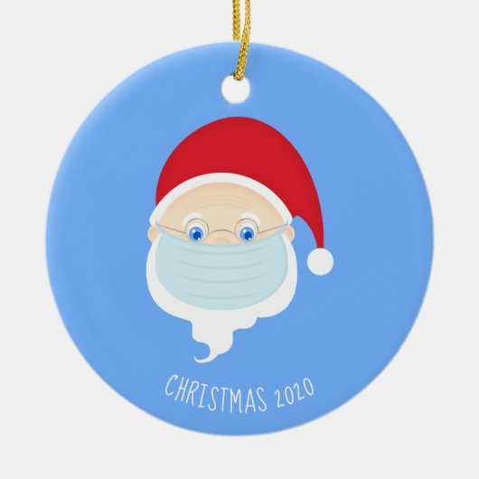 Kerstmis 2020, kerstkerstman met kerstmis keramisch ornament (Voorkant)