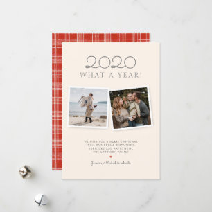 Kerstmis 2020 met de hand getekende Red Tartan Hol Feestdagenkaart