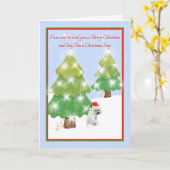 Kerstmis 2020 met sad Dog Kaart (Gele Bloem)