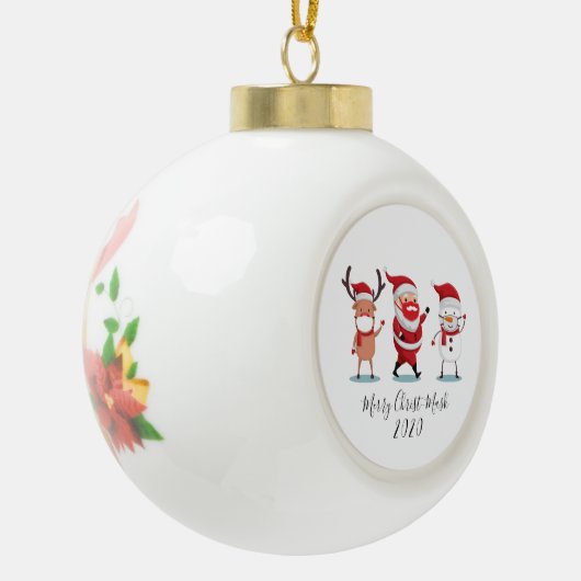 Kerstmis 2020 Prettige Kerstmis Script Quarantaine Keramische Bal Ornament (Links)