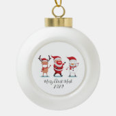 Kerstmis 2020 Prettige Kerstmis Script Quarantaine Keramische Bal Ornament (Voorkant)