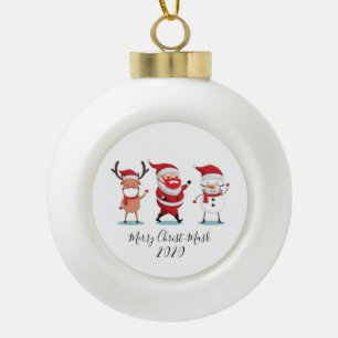 Kerstmis 2020 Prettige Kerstmis Script Quarantaine Keramische Bal Ornament
