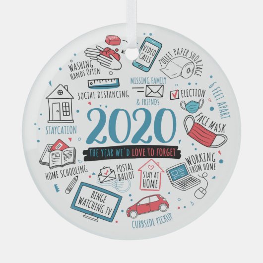 Kerstmis 2020: Quarantaine Activiteiten Glas Ornament (Voorkant)