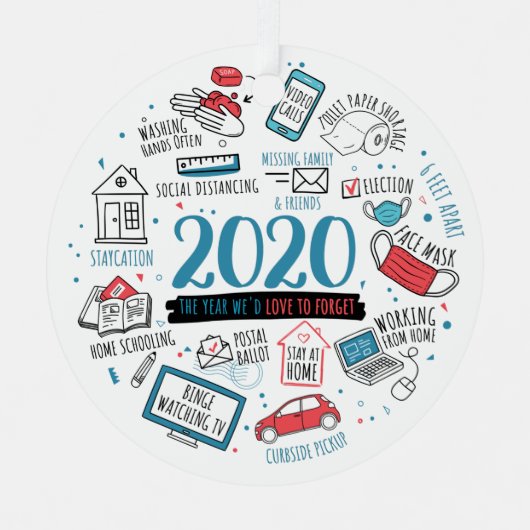 Kerstmis 2020: Quarantaine Activiteiten Metalen Ornament (Voorkant)