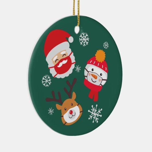 Kerstmis 2020 Quarantine Santa Reindeer Keramisch Ornament (Rechts)