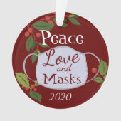 Kerstmis 2020: Vredesliefde en masker Ornament (voorkant)