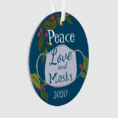 Kerstmis 2020: Vredesliefde en masker Ornament (voorkant)