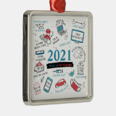 Kerstmis 2021 Covid Vaccine Year Keepomwille Metalen Ornament (Rechts)